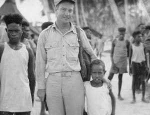 Lt. Al with his native pals. Papua New Guinea - 1944