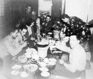 Lt. Al joins the occupation forses in Honshu Japan. Here he is having his first Geisha experience. - Occupied Japan 1945